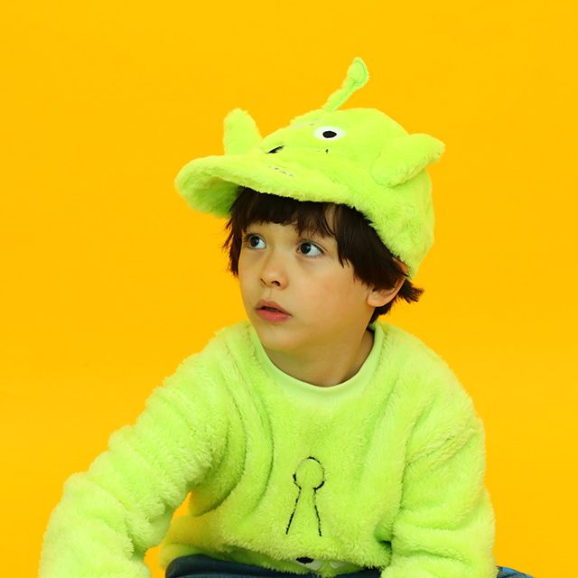 【ベビードール】リトルグリーンメン なりきるボアキャップ 8872 / 頭回り：50-54cm キッズ 帽子 ぼうし 面ファスナーでサイズ調整可 シャギーボア素材 もこもこ トイ・ストーリー