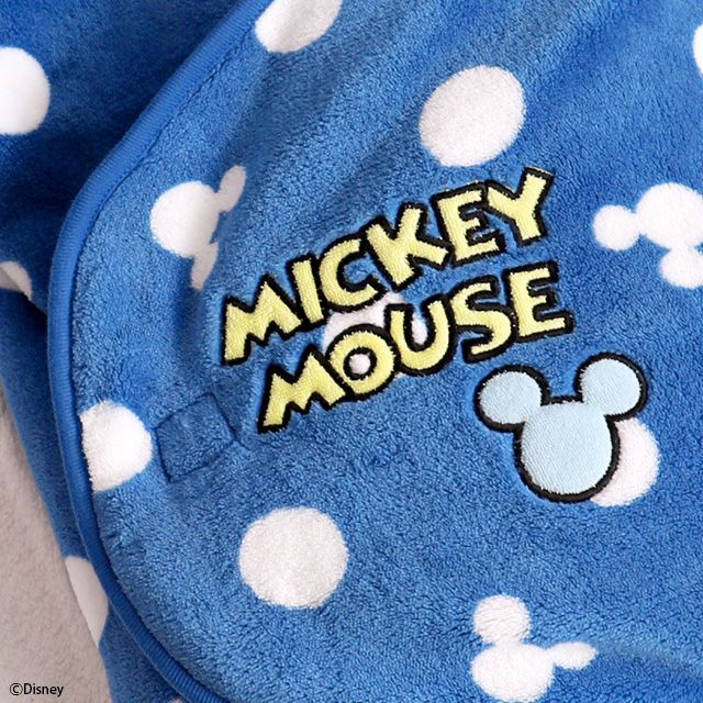 【ベビードール】ミッキー おくるみ 8893 / ベビーサイズ 赤ちゃん 出産祝い プレゼント 贈り物 ベビー用品 内側フリース素材 外側ボア素材 防寒 フード付き 面ファスナー留め