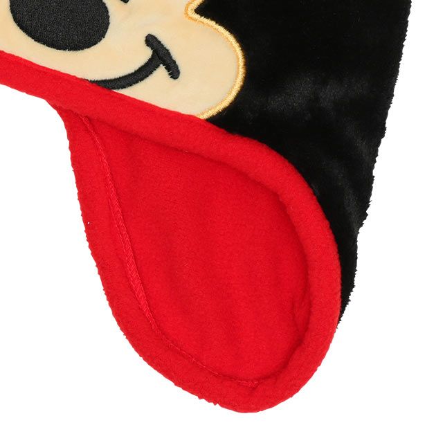 【ベビードール】ミッキー なりきるフードキャップ 8981 / 頭回り：52-54cm キッズ ぼうし 帽子 かぶりもの フリース シャギーボア 立体モチーフ あったか 秋冬
