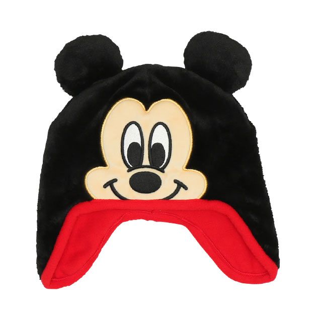 【ベビードール】ミッキー なりきるフードキャップ 8981 / 頭回り：52-54cm キッズ ぼうし 帽子 かぶりもの フリース シャギーボア 立体モチーフ あったか 秋冬