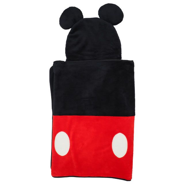 【ベビードール】ミッキー キャラクターブランケット 9016 / ひざ掛け 毛布 ポンチョ なりきるフェイスフード付き クッション 防寒 秋冬