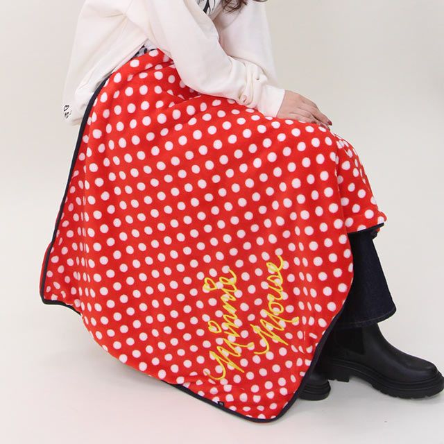 【ベビードール】ミニー キャラクターブランケット 9016 / ひざ掛け 毛布 ポンチョ なりきるフェイスフード付き クッション 防寒 秋冬