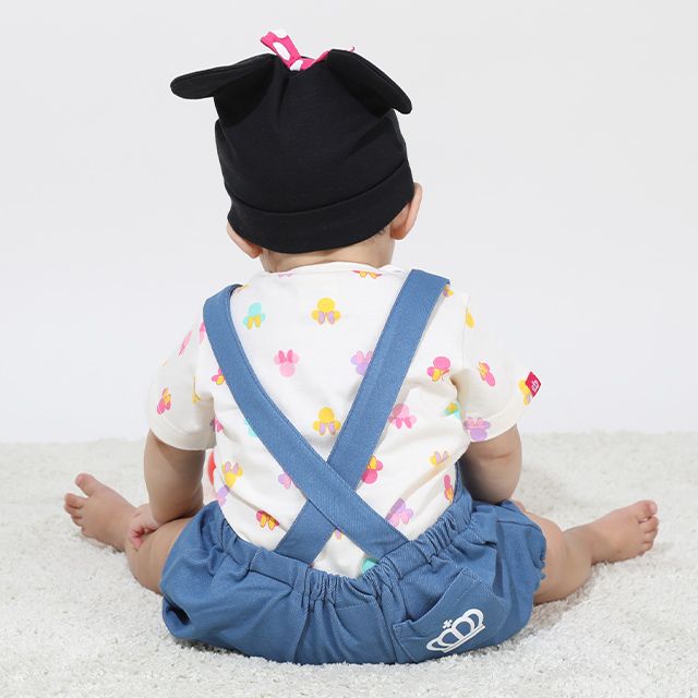 【ベビードール】ミニー ギフトBOX付き 3点ギフトセット 9136B 【DY】 / 70-80cm ベビーサイズ 赤ちゃん 出産祝い 贈り物 プレゼント ベビー服 半袖 ボディスーツ ロンパース ボトムス サロペット 帽子 ぼうし コーデセット 立体モチーフ 耳付き