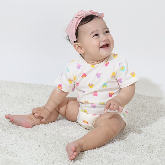 【ベビードール】ミニー ギフトBOX付き 3点ギフトセット 9136B 【DY】 / 70-80cm ベビーサイズ 赤ちゃん 出産祝い 贈り物 プレゼント ベビー服 半袖 ボディスーツ ロンパース ボトムス サロペット 帽子 ぼうし コーデセット 立体モチーフ 耳付き