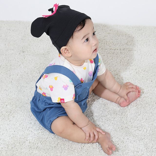 【ベビードール】ミニー ギフトBOX付き 3点ギフトセット 9136B 【DY】 / 70-80cm ベビーサイズ 赤ちゃん 出産祝い 贈り物 プレゼント ベビー服 半袖 ボディスーツ ロンパース ボトムス サロペット 帽子 ぼうし コーデセット 立体モチーフ 耳付き