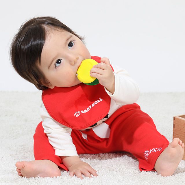 【ベビードール】ミッキー ギフトBOX付き 3点ギフトセット 9139B 【DY】 / 70-80cm ベビーサイズ 赤ちゃん 出産祝い 贈り物 プレゼント ベビー服 長袖 ボディースーツ スタイ ボトムス  長ズボン ロングパンツ コーデセット お得