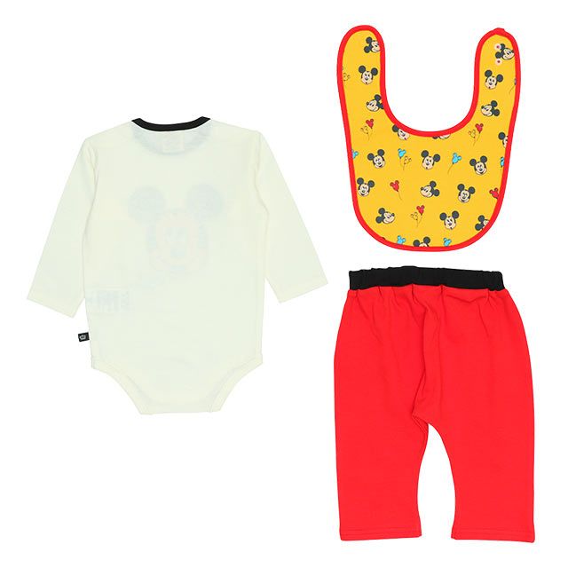 【ベビードール】ミッキー ギフトBOX付き 3点ギフトセット 9139B 【DY】 / 70-80cm ベビーサイズ 赤ちゃん 出産祝い 贈り物 プレゼント ベビー服 長袖 ボディースーツ スタイ ボトムス  長ズボン ロングパンツ コーデセット お得