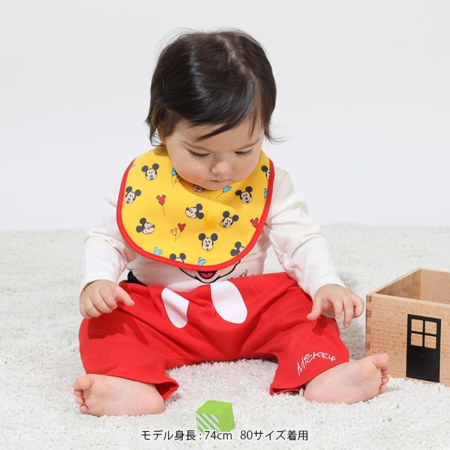 【ベビードール】ミッキー ギフトBOX付き 3点ギフトセット 9139B 【DY】 / 70-80cm ベビーサイズ 赤ちゃん 出産祝い 贈り物 プレゼント ベビー服 長袖 ボディースーツ スタイ ボトムス  長ズボン ロングパンツ コーデセット お得