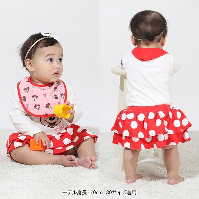 【ベビードール】ミニー ギフトBOX付き 3点ギフトセット 9139B 【DY】 / 70-80cm ベビーサイズ 赤ちゃん 出産祝い 贈り物 プレゼント ベビー服 長袖 ボディースーツ スタイ ボトムス スカート コーデセット お得
