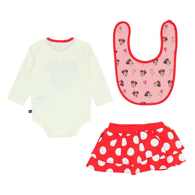 【ベビードール】ミニー ギフトBOX付き 3点ギフトセット 9139B 【DY】 / 70-80cm ベビーサイズ 赤ちゃん 出産祝い 贈り物 プレゼント ベビー服 長袖 ボディースーツ スタイ ボトムス スカート コーデセット お得
