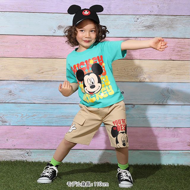 【ベビードール】ミッキー 耳付メッシュキャップ 9236 / 頭回り：50-54cm キッズ ぼうし 帽子 野球帽 立体モチーフ 面ファスナーでサイズ調整可能 リフレクター付き 日よけ UV対策