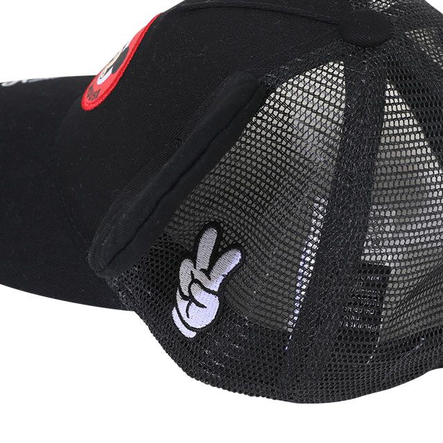 【ベビードール】ミッキー 耳付メッシュキャップ 9236 / 頭回り：50-54cm キッズ ぼうし 帽子 野球帽 立体モチーフ 面ファスナーでサイズ調整可能 リフレクター付き 日よけ UV対策