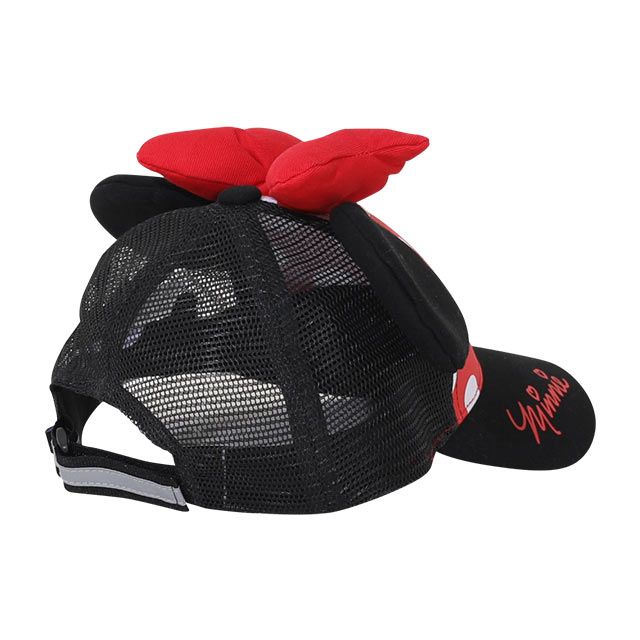 【ベビードール】ミニー 耳付メッシュキャップ 9236 / 頭回り：50-54cm キッズ ぼうし 帽子 野球帽 立体モチーフ 面ファスナーでサイズ調整可能 リフレクター付き 日よけ UV対策