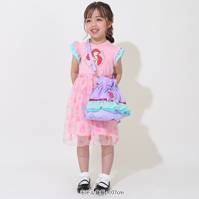 【ベビードール】アリエル プリンセス / 2WAY巾着ポシェット 9453 / 手提げ袋 鞄 かばん トートバッグ ショルダーバッグ ショルダーベルト長さ調整可 マグネットボタン お姫様 ガーリー