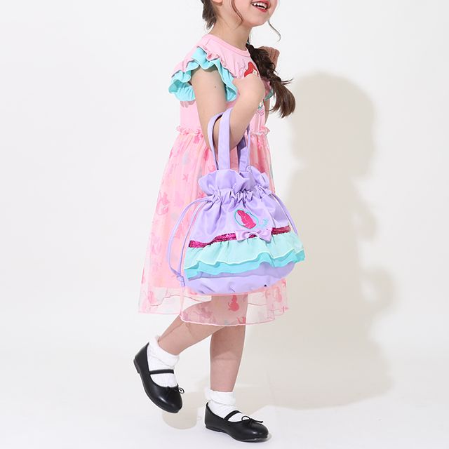 【ベビードール】アリエル プリンセス / 2WAY巾着ポシェット 9453 / 手提げ袋 鞄 かばん トートバッグ ショルダーバッグ ショルダーベルト長さ調整可 マグネットボタン お姫様 ガーリー