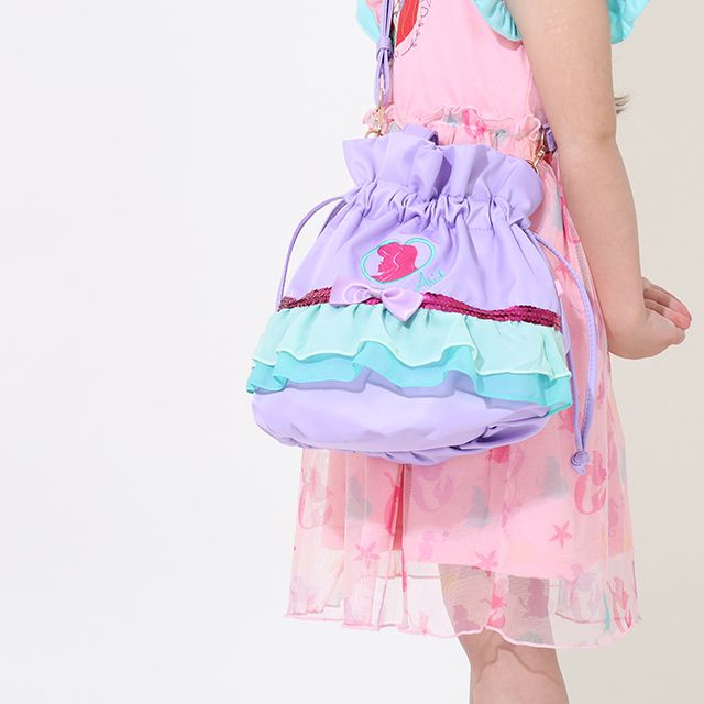 【ベビードール】アリエル プリンセス / 2WAY巾着ポシェット 9453 / 手提げ袋 鞄 かばん トートバッグ ショルダーバッグ ショルダーベルト長さ調整可 マグネットボタン お姫様 ガーリー