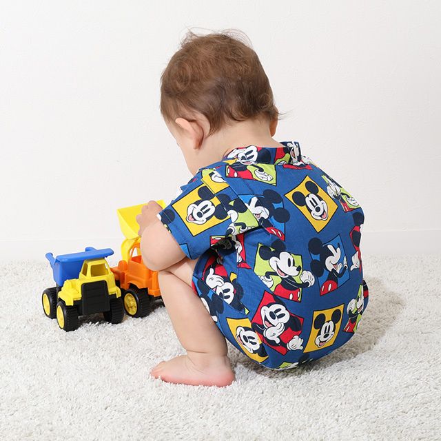 【ベビードール】ミッキー ベビー甚平 9572B / ベビーサイズ 赤ちゃん 出産祝い 贈り物 プレゼント ベビー服 つなぎ 吸汗 速乾 着物