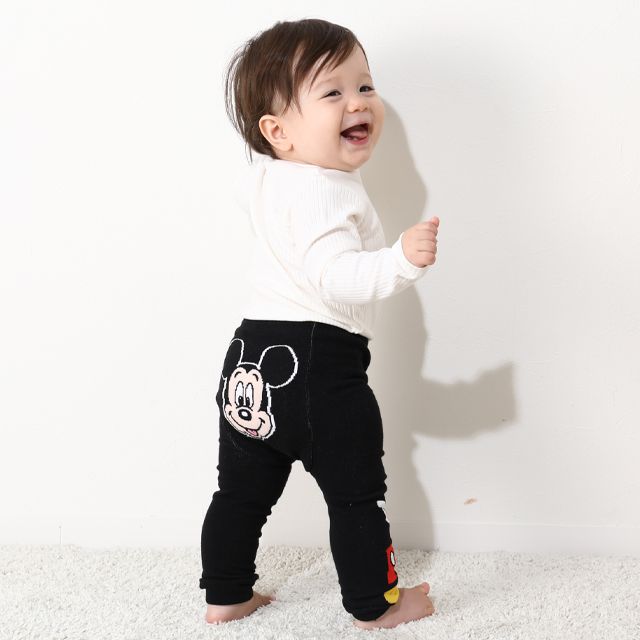 【ベビードール】ミッキー おしりキャラクターべビータイツ 9604 / フリーサイズ ベビーサイズ 赤ちゃん 出産祝い 贈り物 プレゼント ベビー服 ベビー用品 ボトム タイツ 冷え防止 楽ちん