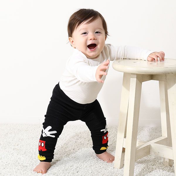 【ベビードール】ミッキー おしりキャラクターべビータイツ 9604 / フリーサイズ ベビーサイズ 赤ちゃん 出産祝い 贈り物 プレゼント ベビー服 ベビー用品 ボトム タイツ 冷え防止 楽ちん