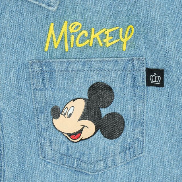 【ベビードール】ミッキー デニムシャツぽってり ロンパース 9687B ベビー 新生児