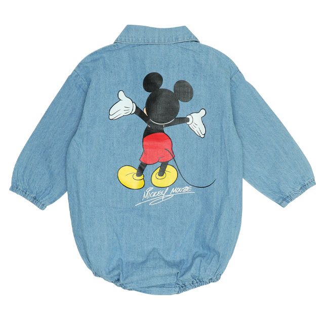 【ベビードール】ミッキー デニムシャツぽってり ロンパース 9687B ベビー 新生児