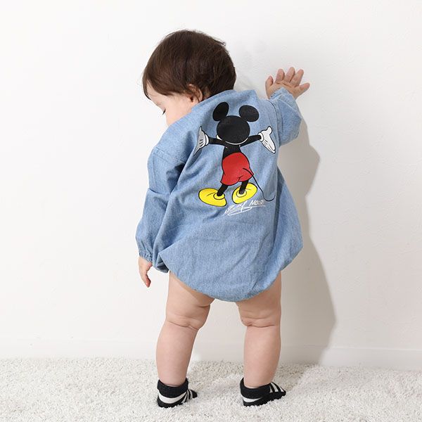 【ベビードール】ミッキー デニムシャツぽってり ロンパース 9687B ベビー 新生児