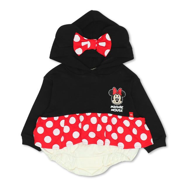 【ベビードール】ミニー ギフトBOX付き なりきる2点ギフトセット 9802B【DY】 / 70-80cm ベビーサイズ 赤ちゃん 出産祝い 贈り物 プレゼント ベビー服 長袖 フード付き ロンパース ボトムス スカート タイツ コーデセット 仮装 コスチューム コスプレ