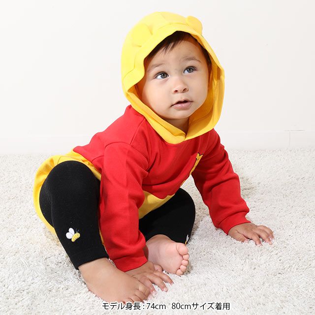 【ベビードール】プー ギフトBOX付き なりきる2点ギフトセット 9802B 【DY】 / 70-80cm ベビーサイズ 赤ちゃん 出産祝い 贈り物 プレゼント ベビー服 長袖 フード付き ロンパース ボトムス タイツ コーデセット 仮装 コスチューム コスプレ