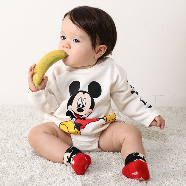 【ベビードール】ミッキー BIGフェイス ぽってりロンパース 9842B ベビー 男の子 女の子