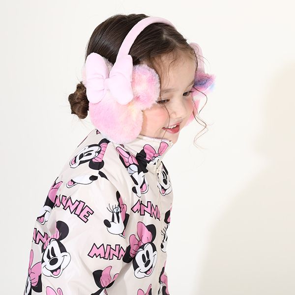 【ベビードール】ミニー レインボーエコファーイヤーマフラー 9993 / キッズ イヤーマフ 耳当て イヤーウォーマー 雑貨 立体モチーフ 防寒 ふわふわ