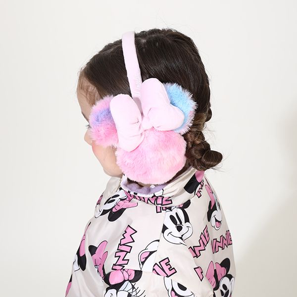【ベビードール】ミニー レインボーエコファーイヤーマフラー 9993 / キッズ イヤーマフ 耳当て イヤーウォーマー 雑貨 立体モチーフ 防寒 ふわふわ