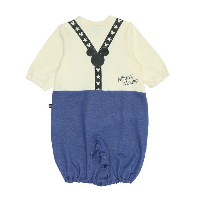 【ベビードール】ミッキー サスペンダー2WAYオール 0137B / 50-70cm ベビーサイズ 赤ちゃん 出産祝い 贈り物 プレゼント 綿100％ つなぎ 長袖 ドレスオール カバーオール