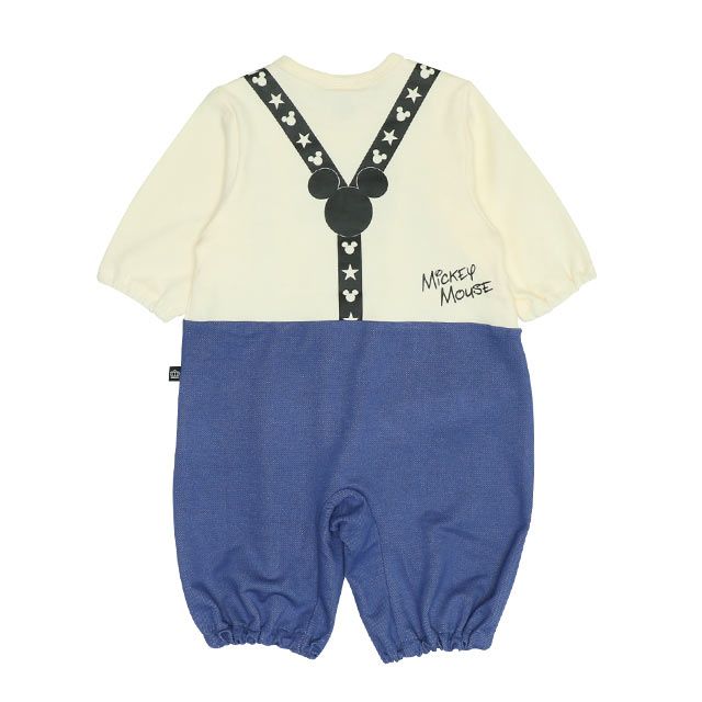 【ベビードール】ミッキー サスペンダー2WAYオール 0137B / 50-70cm ベビーサイズ 赤ちゃん 出産祝い 贈り物 プレゼント 綿100％ つなぎ 長袖 ドレスオール カバーオール