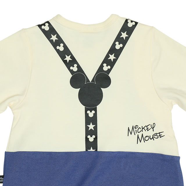 【ベビードール】ミッキー サスペンダー2WAYオール 0137B / 50-70cm ベビーサイズ 赤ちゃん 出産祝い 贈り物 プレゼント 綿100％ つなぎ 長袖 ドレスオール カバーオール