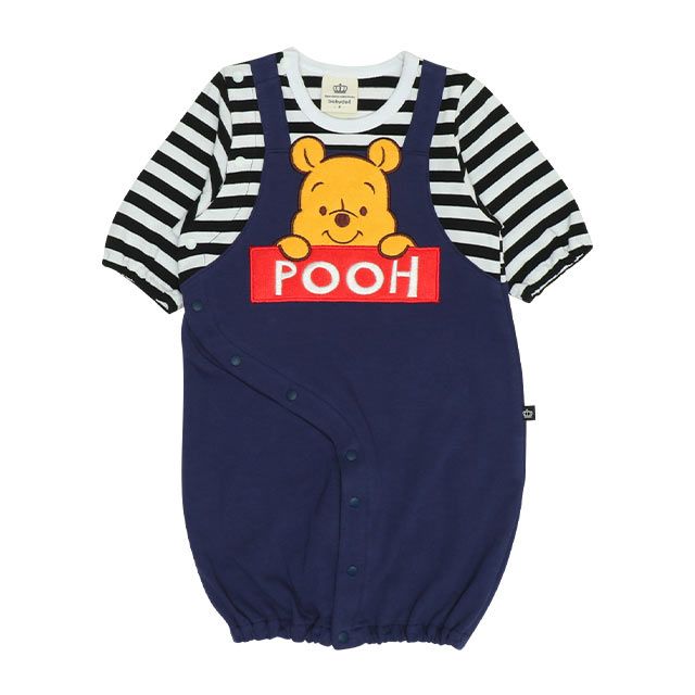 【ベビードール】プー サロペット2WAYオール 0138B / 50-70cm ベビーサイズ 赤ちゃん 出産祝い 贈り物 プレゼント 綿100％ つなぎ 長袖 ドレスオール カバーオール