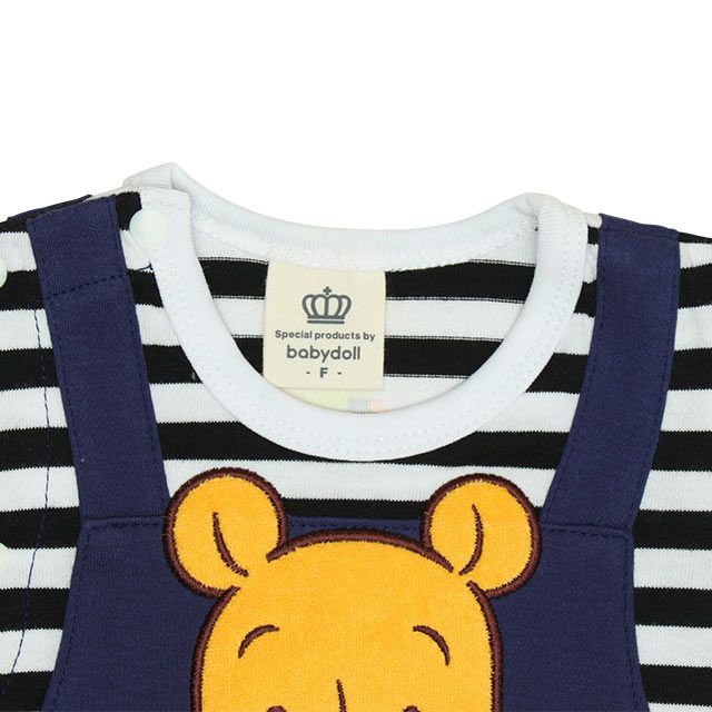 【ベビードール】プー サロペット2WAYオール 0138B / 50-70cm ベビーサイズ 赤ちゃん 出産祝い 贈り物 プレゼント 綿100％ つなぎ 長袖 ドレスオール カバーオール