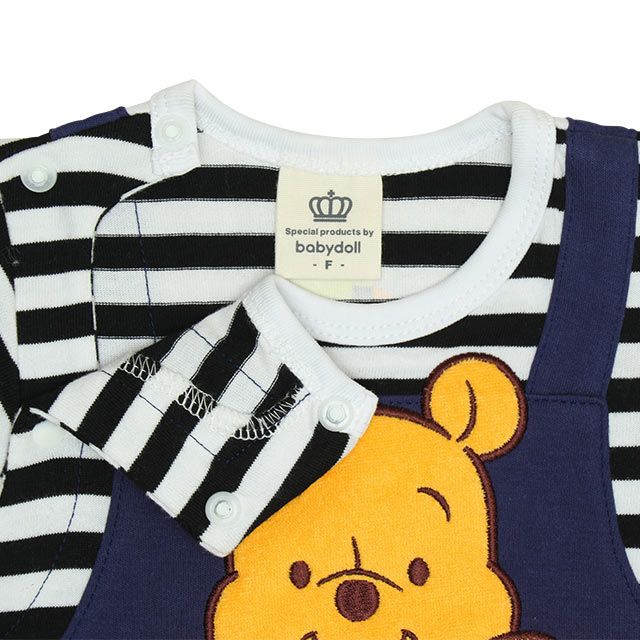 【ベビードール】プー サロペット2WAYオール 0138B / 50-70cm ベビーサイズ 赤ちゃん 出産祝い 贈り物 プレゼント 綿100％ つなぎ 長袖 ドレスオール カバーオール