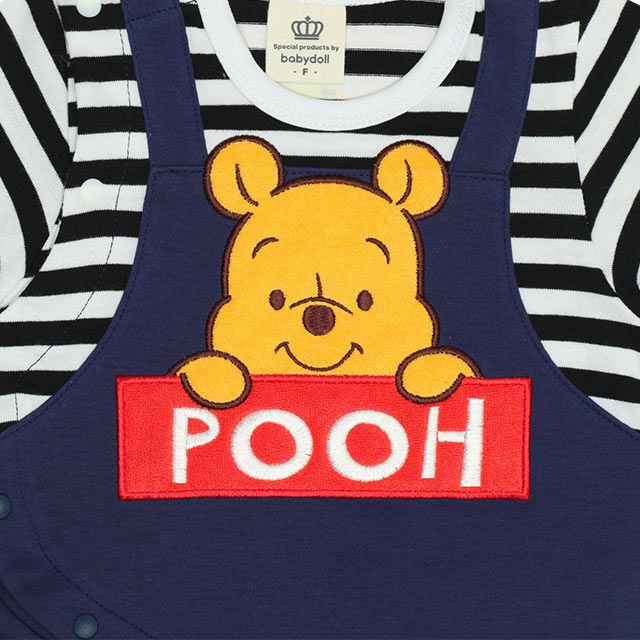 【ベビードール】プー サロペット2WAYオール 0138B / 50-70cm ベビーサイズ 赤ちゃん 出産祝い 贈り物 プレゼント 綿100％ つなぎ 長袖 ドレスオール カバーオール