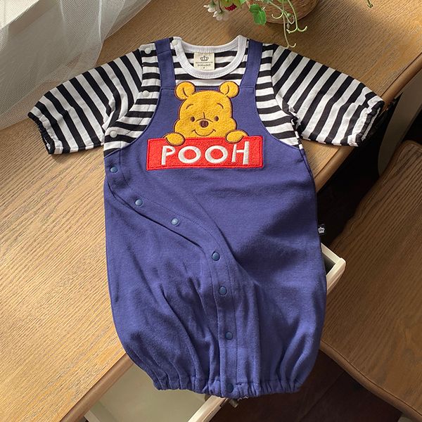 【ベビードール】プー サロペット2WAYオール 0138B / 50-70cm ベビーサイズ 赤ちゃん 出産祝い 贈り物 プレゼント 綿100％ つなぎ 長袖 ドレスオール カバーオール