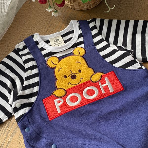 【ベビードール】プー サロペット2WAYオール 0138B / 50-70cm ベビーサイズ 赤ちゃん 出産祝い 贈り物 プレゼント 綿100％ つなぎ 長袖 ドレスオール カバーオール