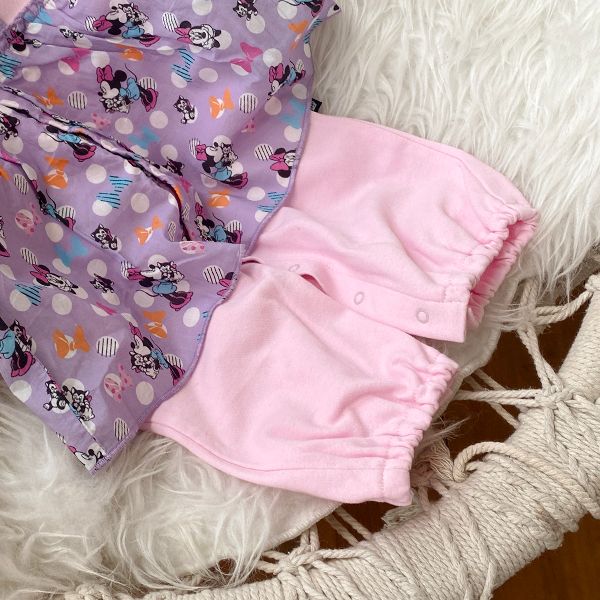 【ベビードール】ミニー フリル2WAYオール 0139B / 50-70cm ベビーサイズ 赤ちゃん 出産祝い 贈り物 プレゼント 綿100％ つなぎ 長袖 ドレスオール カバーオール