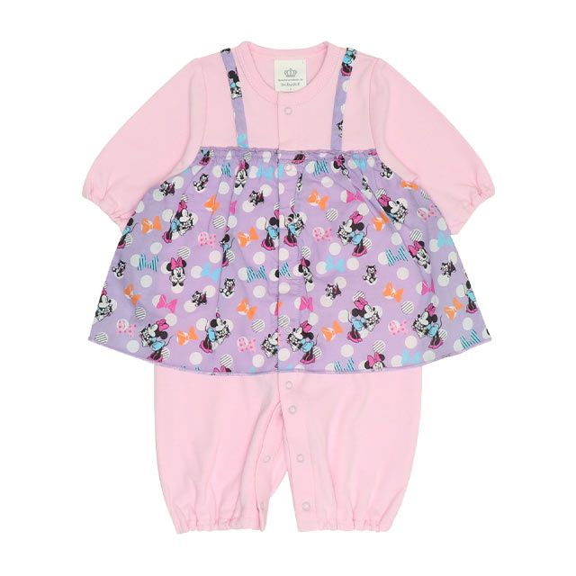 【ベビードール】ミニー フリル2WAYオール 0139B / 50-70cm ベビーサイズ 赤ちゃん 出産祝い 贈り物 プレゼント 綿100％ つなぎ 長袖 ドレスオール カバーオール