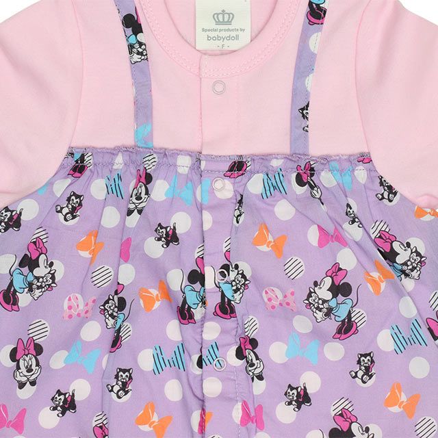 【ベビードール】ミニー フリル2WAYオール 0139B / 50-70cm ベビーサイズ 赤ちゃん 出産祝い 贈り物 プレゼント 綿100％ つなぎ 長袖 ドレスオール カバーオール