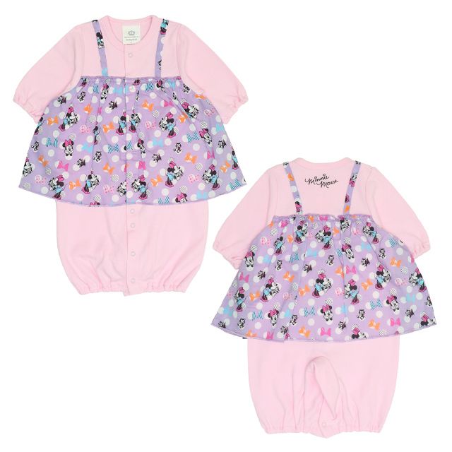 【ベビードール】ミニー フリル2WAYオール 0139B / 50-70cm ベビーサイズ 赤ちゃん 出産祝い 贈り物 プレゼント 綿100％ つなぎ 長袖 ドレスオール カバーオール
