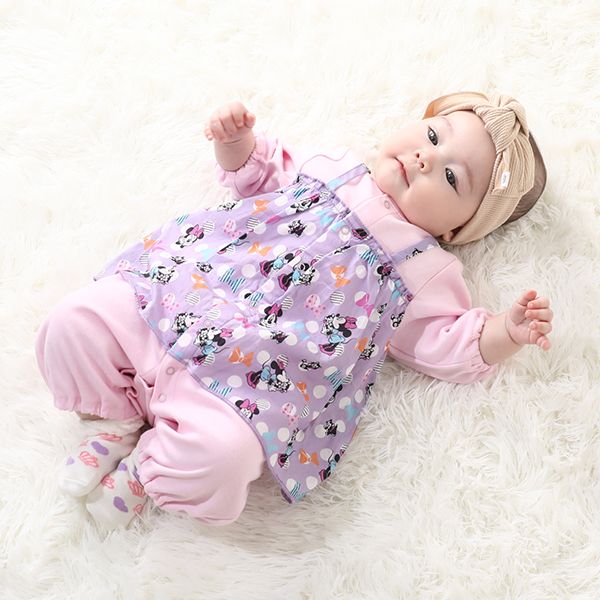 【ベビードール】ミニー フリル2WAYオール 0139B / 50-70cm ベビーサイズ 赤ちゃん 出産祝い 贈り物 プレゼント 綿100％ つなぎ 長袖 ドレスオール カバーオール