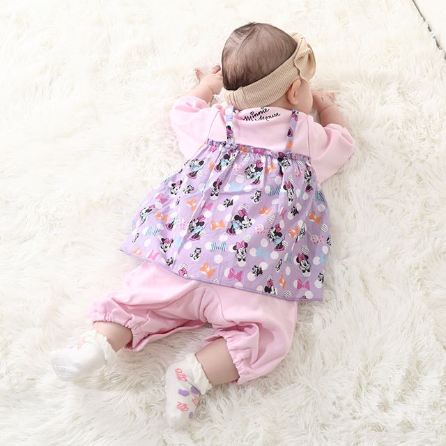 【ベビードール】ミニー フリル2WAYオール 0139B / 50-70cm ベビーサイズ 赤ちゃん 出産祝い 贈り物 プレゼント 綿100％ つなぎ 長袖 ドレスオール カバーオール