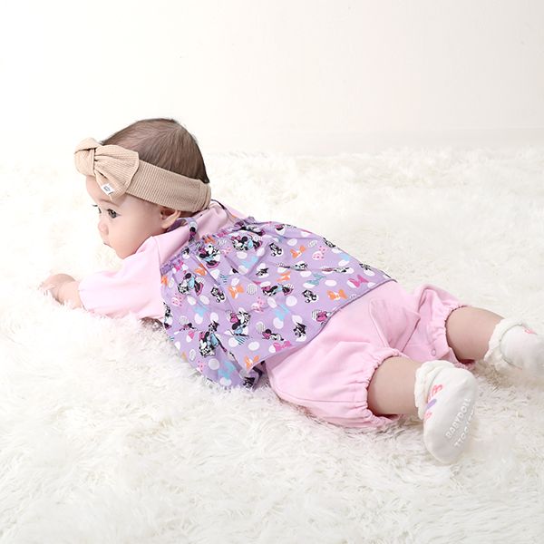 【ベビードール】ミニー フリル2WAYオール 0139B / 50-70cm ベビーサイズ 赤ちゃん 出産祝い 贈り物 プレゼント 綿100％ つなぎ 長袖 ドレスオール カバーオール