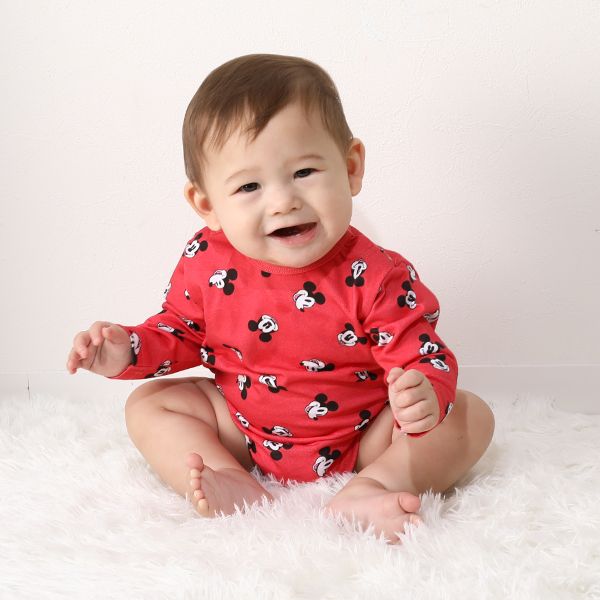 【ベビードール】ミッキー ギフトBOX付き 長袖 3点ギフトセット 0140B 【DY】 / 70-80cm ベビーサイズ 赤ちゃん 出産祝い 贈り物 プレゼント コーデセット つなぎ ボディースーツ パンツ スタイ