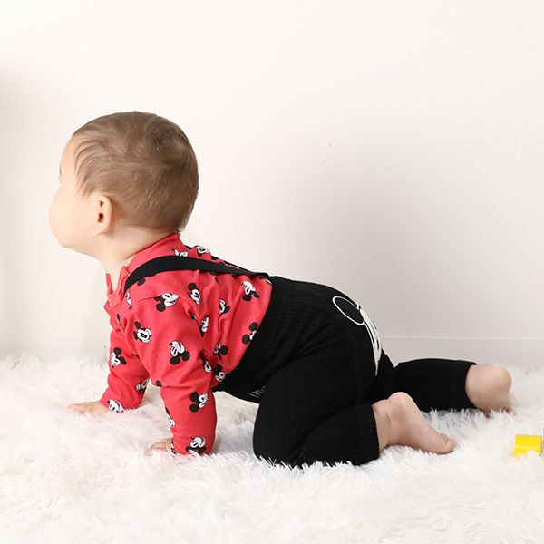 【ベビードール】ミッキー ギフトBOX付き 長袖 3点ギフトセット 0140B 【DY】 / 70-80cm ベビーサイズ 赤ちゃん 出産祝い 贈り物 プレゼント コーデセット つなぎ ボディースーツ パンツ スタイ