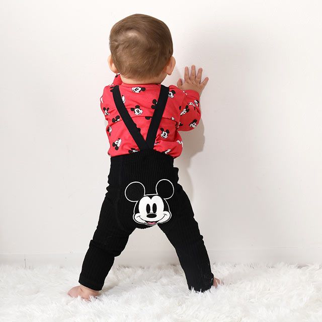 【ベビードール】ミッキー ギフトBOX付き 長袖 3点ギフトセット 0140B 【DY】 / 70-80cm ベビーサイズ 赤ちゃん 出産祝い 贈り物 プレゼント コーデセット つなぎ ボディースーツ パンツ スタイ